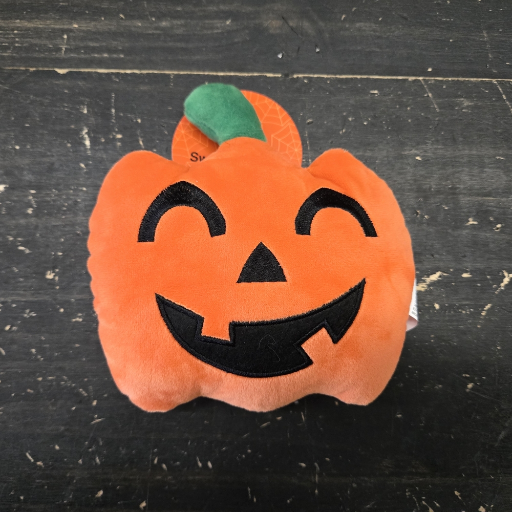 Cute Jack-o-lantern Pumpkin Plush Dog Squeakee Toy Small
